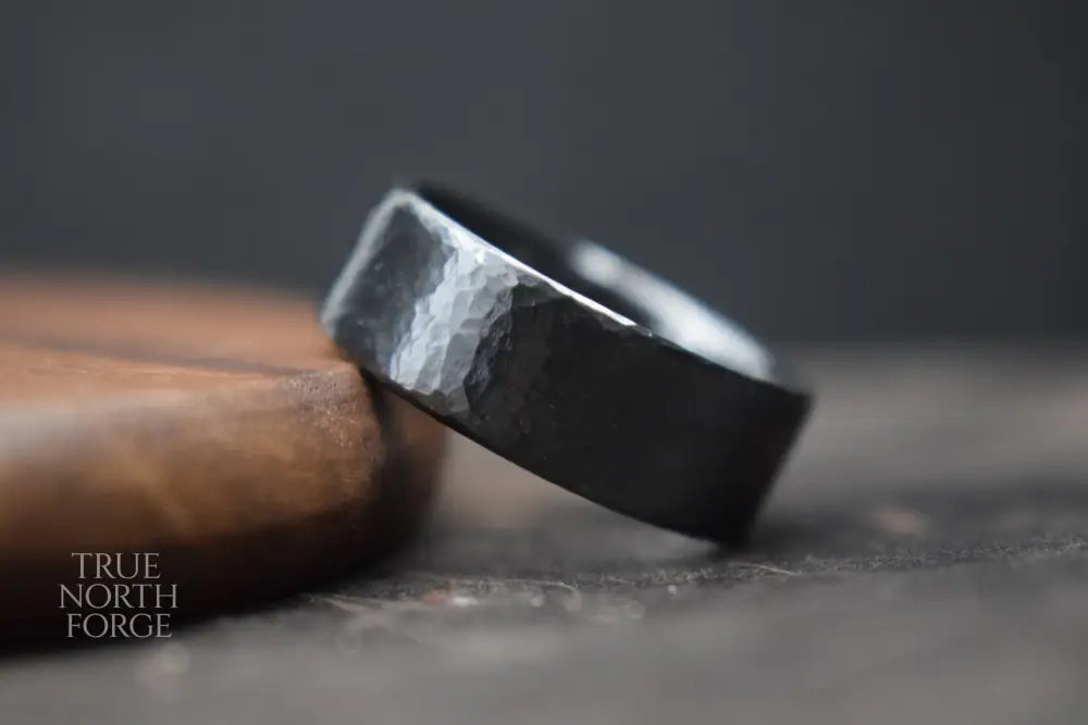 Deveron Hammered Black Zirconium Ring - Wedding Ring