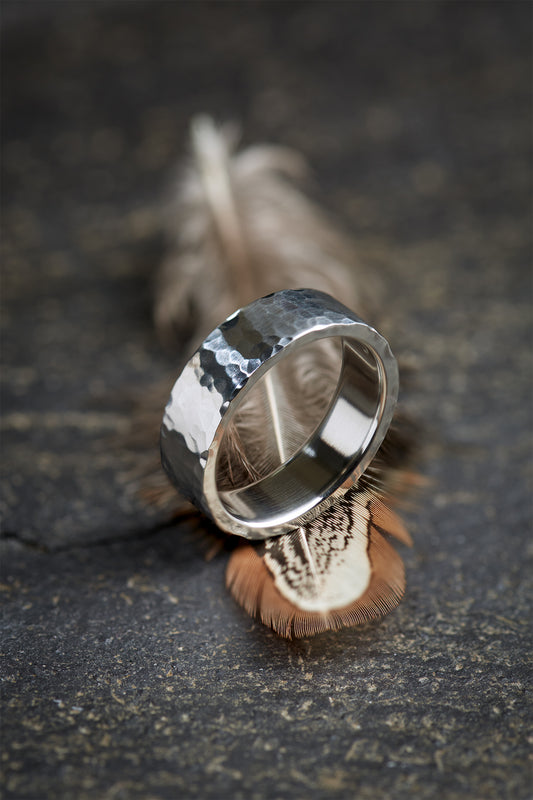 Deveron Hammered Titanium Ring 