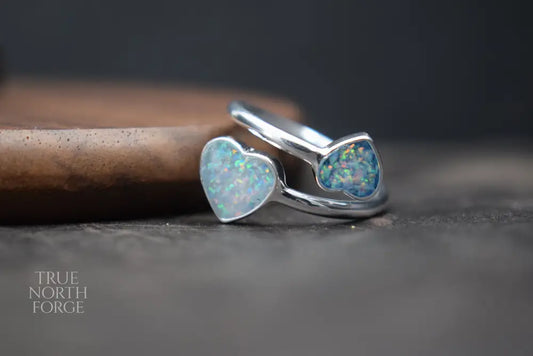 Double Heart Adjustable Memorial Silver Ring - Memorial Jewellery