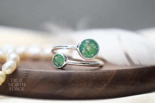 Double Round Adjustable Memorial Silver Ring - True North Forge