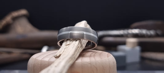 Falls of Feugh Silver Inlay Titanium Ring image 1
