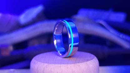 Lumo in Blue UV Glow Stainless Steel Ring image 1