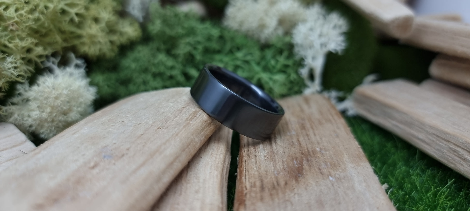 Black Zirconium Flat Shape Ring image 8