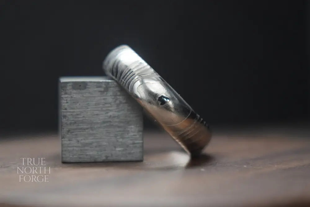 Findon Damascus Steel Court Shape Ring - True North Forge