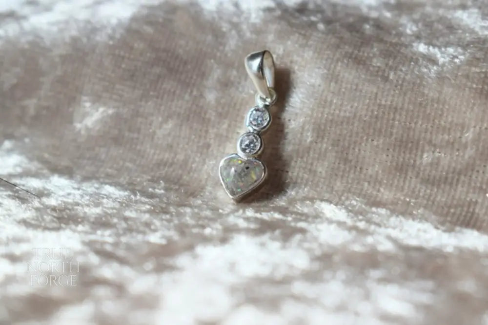 Heart CZ Memorial Ashes Silver Necklace – Sterling Silver Cremation Keepsake Pendant with Cubic Zirconia, Handmade in the UK.