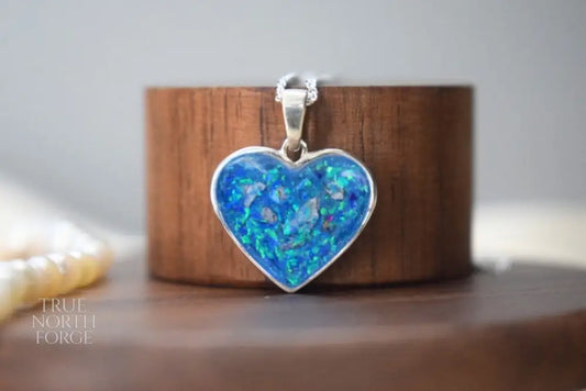 Large Silver Heart Memorial Necklace - True North Forge