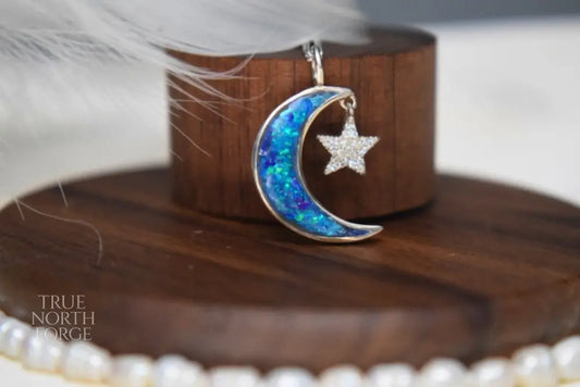 Moon and Star Memorial Necklace - True North Forge