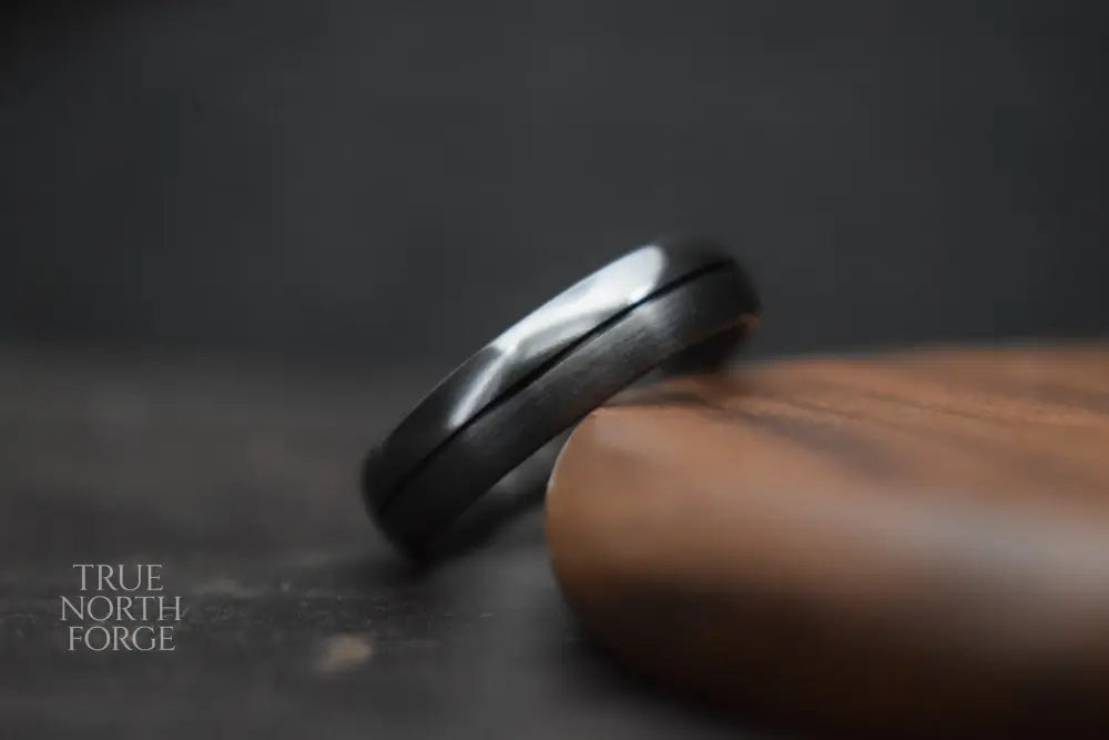 Ness Half and Half Black Zirconium Ring - True North Forge