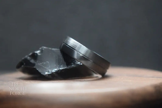 Ness Half and Half Black Zirconium Ring - True North Forge