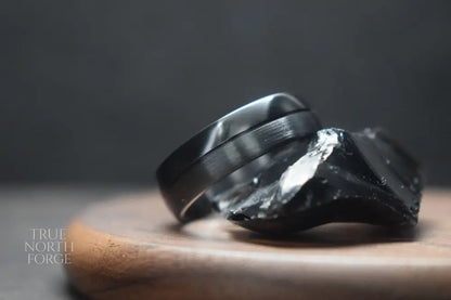 Ness Half and Half Black Zirconium Ring - True North Forge