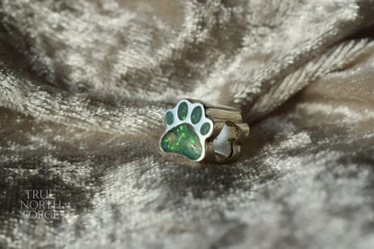 Pandora-style silver charm with paw print design and ashes inside