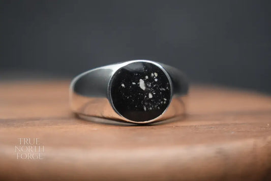 Round Silver Men's Signet Memorial Ring - True North Forge