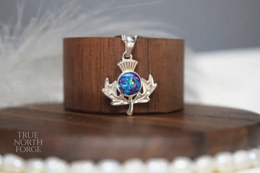 Scottish Thistle Silver Memorial Necklace - True North Forge