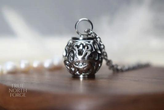 Self-Fill Capsule Memorial Necklace with Floral Cage - True North Forge