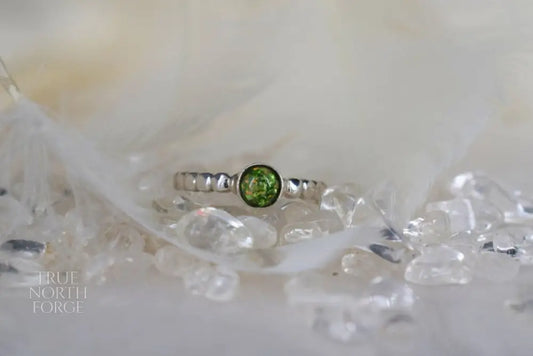 Silver Beaded Round Memorial Ring - True North Forge