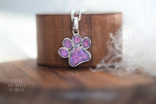 Silver Small Paw Pet Memorial Necklace - True North Forge