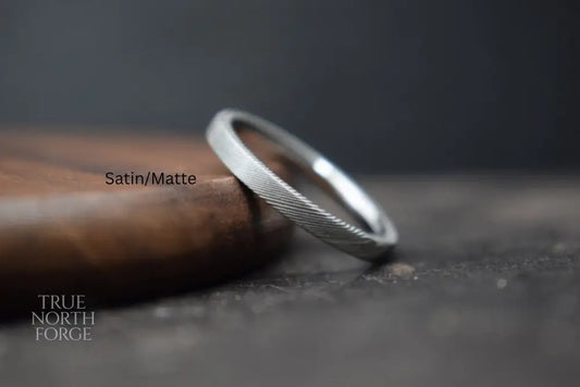 Slim Damascus Steel Ring - Wedding Ring