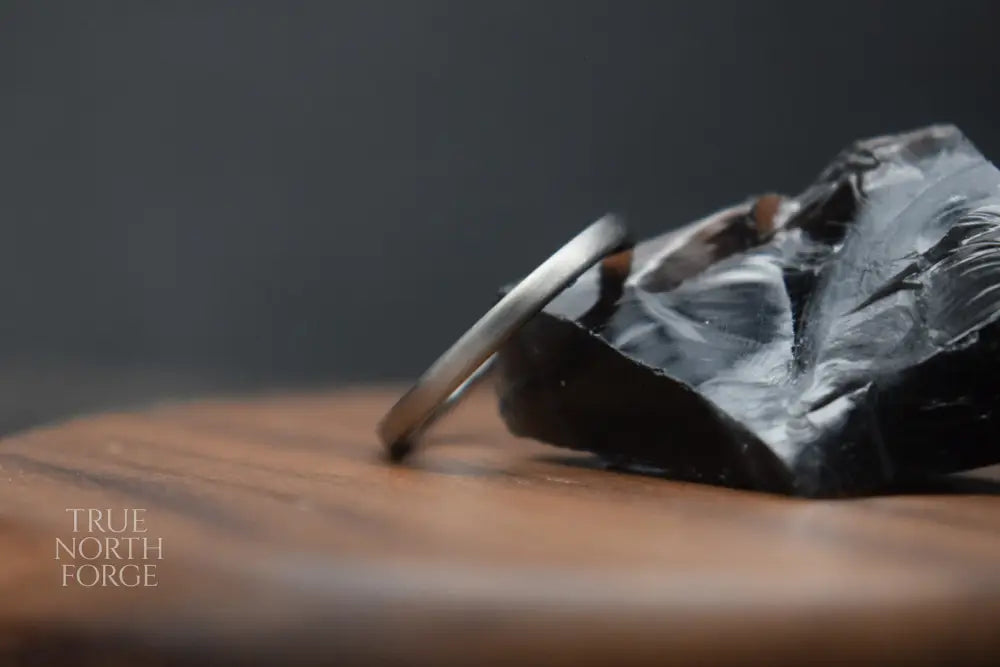 Slim Titanium Satin Court Shape Ring - True North Forge