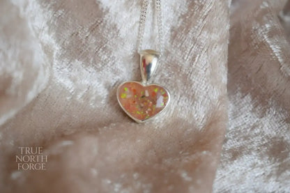 Small Heart Memorial Ashes Silver Necklace – Handmade Sterling Silver Heart Pendant, Memorial Jewellery for Ashes, Crafted in the UK