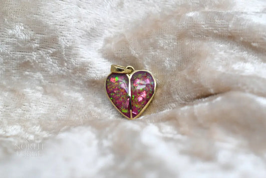 Split heart 9ct gold memorial necklace with double ashes compartments