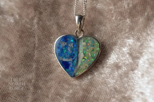 925 sterling silver split heart pendant with hidden or visible ashes