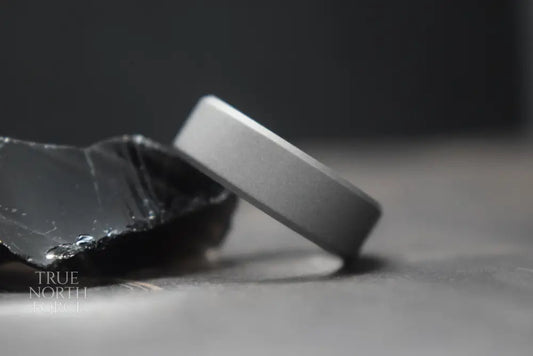 Stainless Steel Blasted Finish Bevel Shape Ring - True North Forge