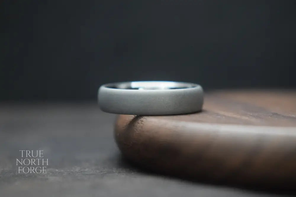 Stainless Steel Blasted Finish Court Shape Ring - True North Forge