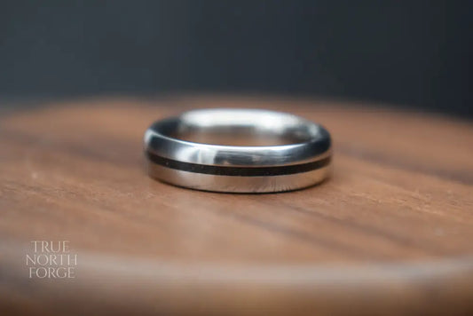 Titanium Bog Oak Inlay Ring - Wedding Ring