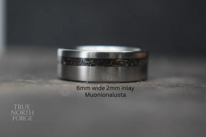 Titanium Meteorite Inlay Ring - True North Forge