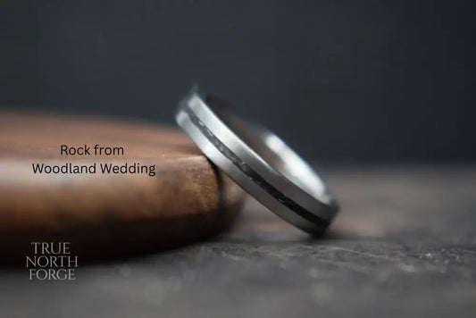 Titanium Personal Material Inlay Ring - Wedding Ring