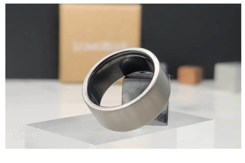 Titanium Ring with Black Zirconium Liner - True North Forge