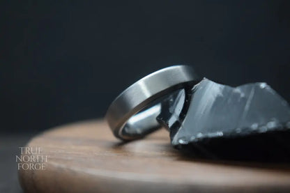 Titanium Satin Finish Bevel Shape Ring - True North Forge