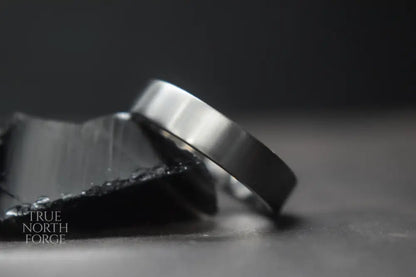 Titanium Satin Finish Flat Shape Ring - True North Forge