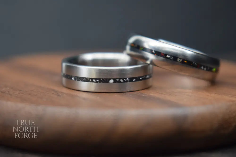 Titanium Single Channel Memorial Ring - True North Forge