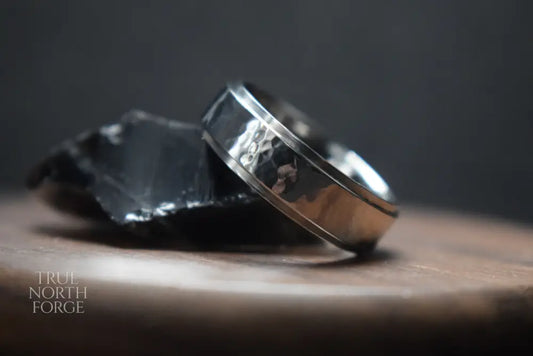 Ythan Hammered Stainless Steel Ring - True North Forge